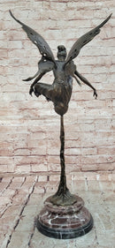 Signed Original Cesaro Bronze Metal Fairy Angel Statue Sculpture Art Deco