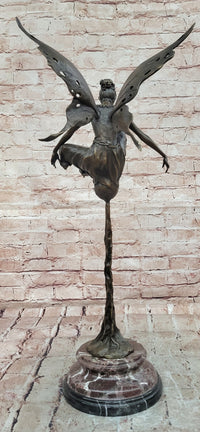 Signed Original Cesaro Bronze Metal Fairy Angel Statue Sculpture Art Deco