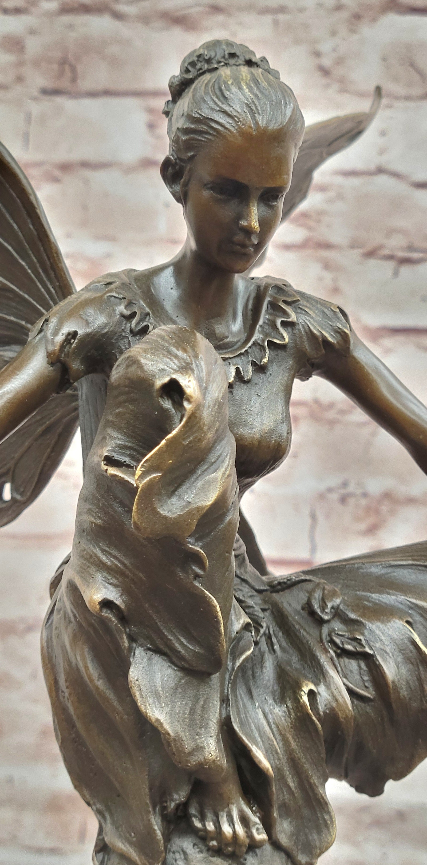Signed Original Cesaro Bronze Metal Fairy Angel Statue Sculpture Art Deco
