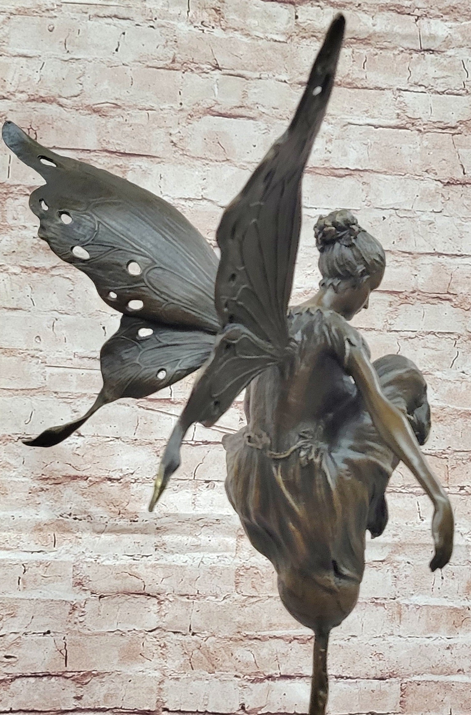 Signed Original Cesaro Bronze Metal Fairy Angel Statue Sculpture Art Deco