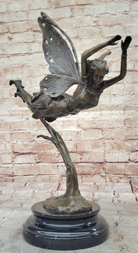 Flying Fairy Bronze Sculpture – Whimsical Winged Figure