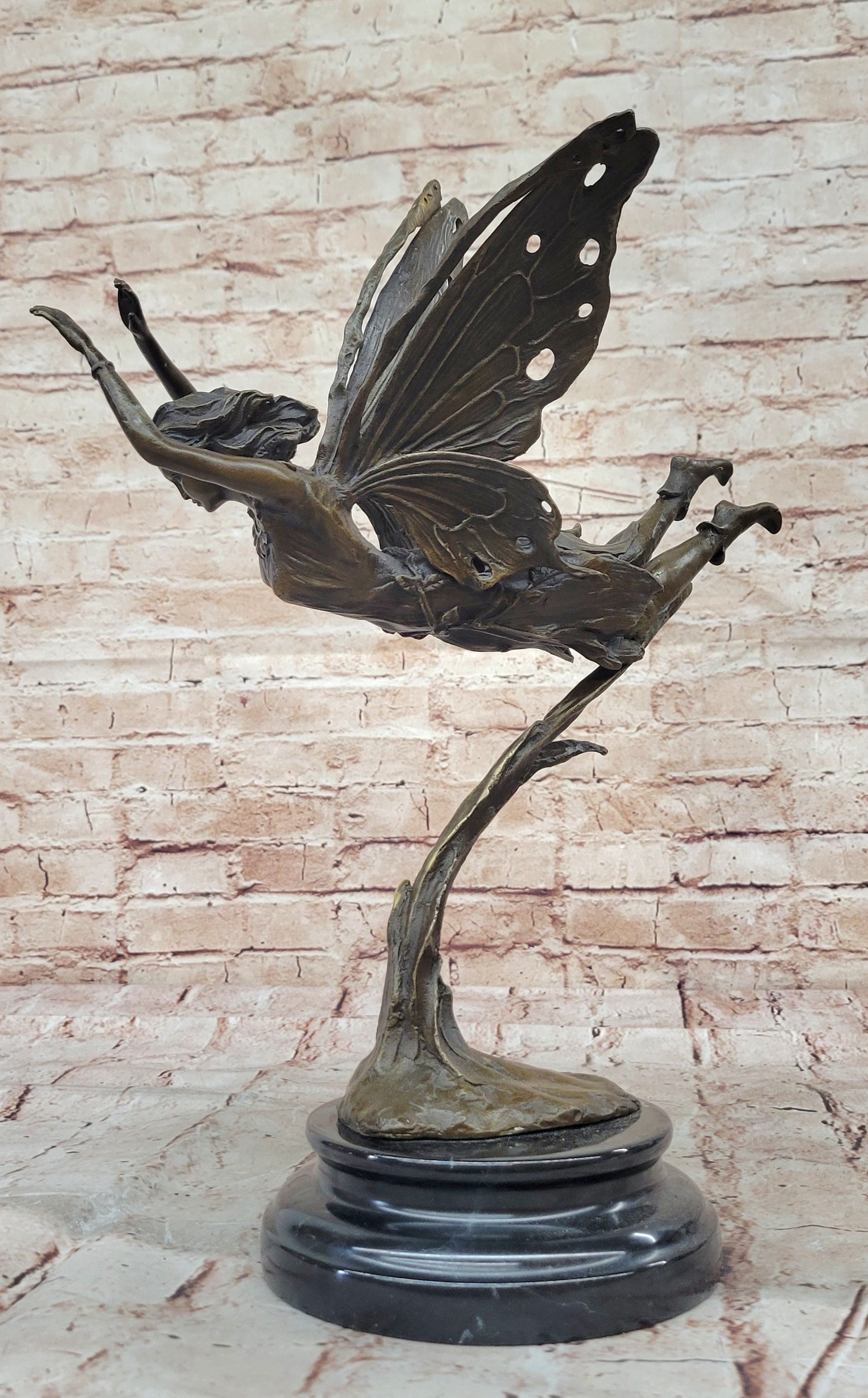 Flying Fairy Bronze Sculpture – Whimsical Winged Figure