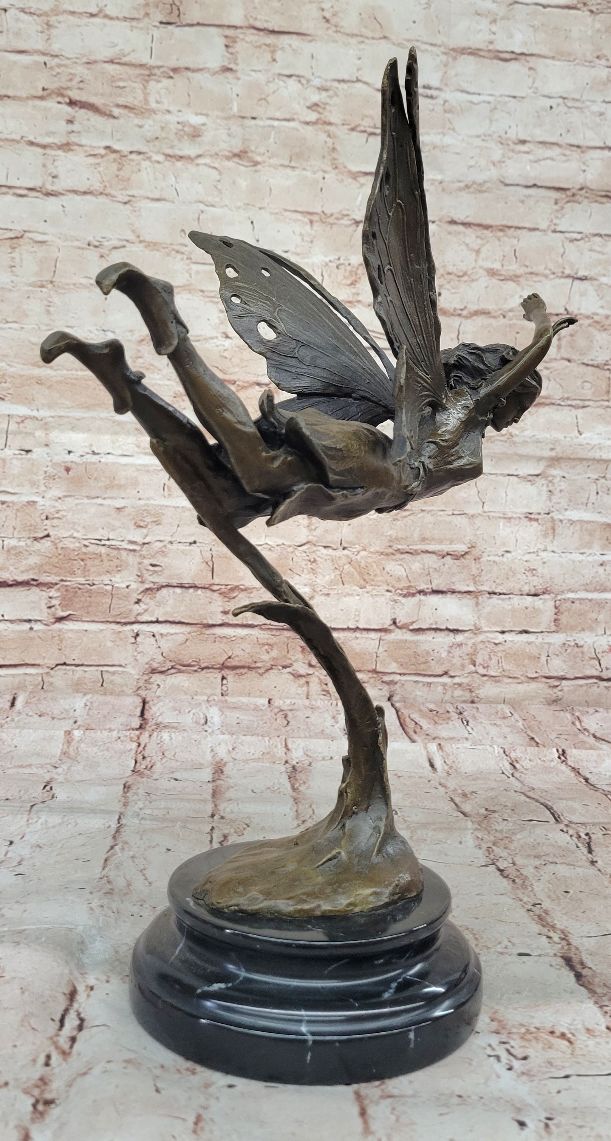 Flying Fairy Bronze Sculpture – Whimsical Winged Figure