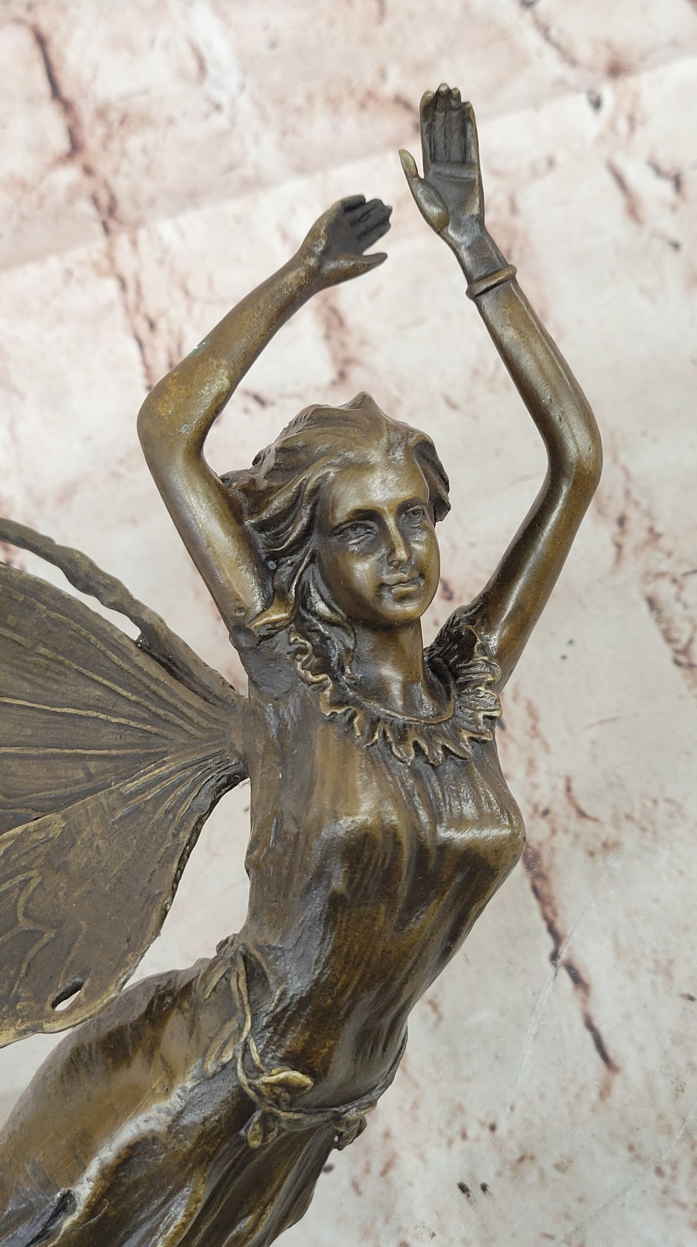 Flying Fairy Bronze Sculpture – Whimsical Winged Figure