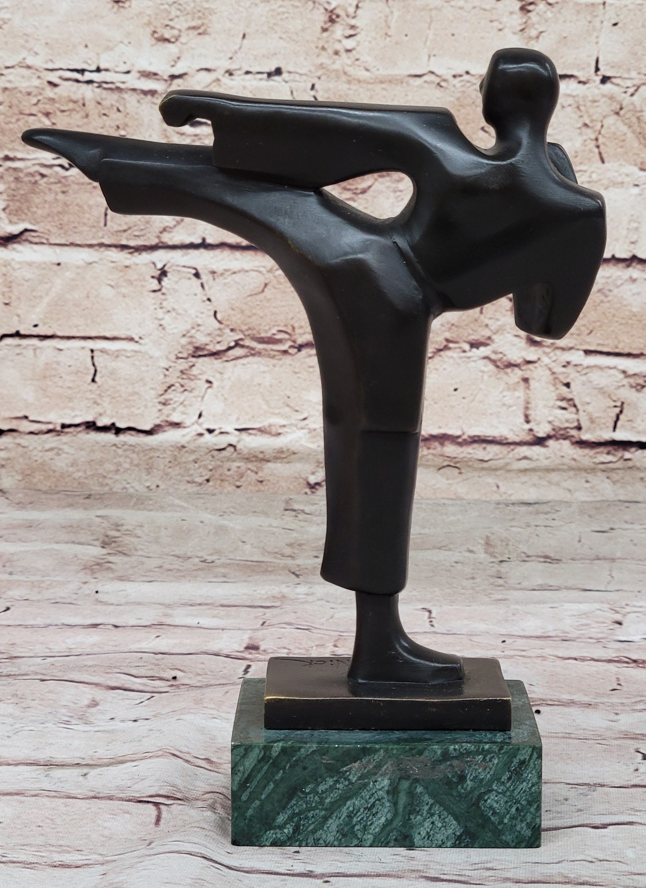Karate Student Sensei Bronze Metal Figure on Marble Base