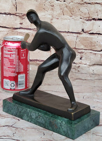 Signed Mario Nick Abstract Mid Century Baseball Player Bronze