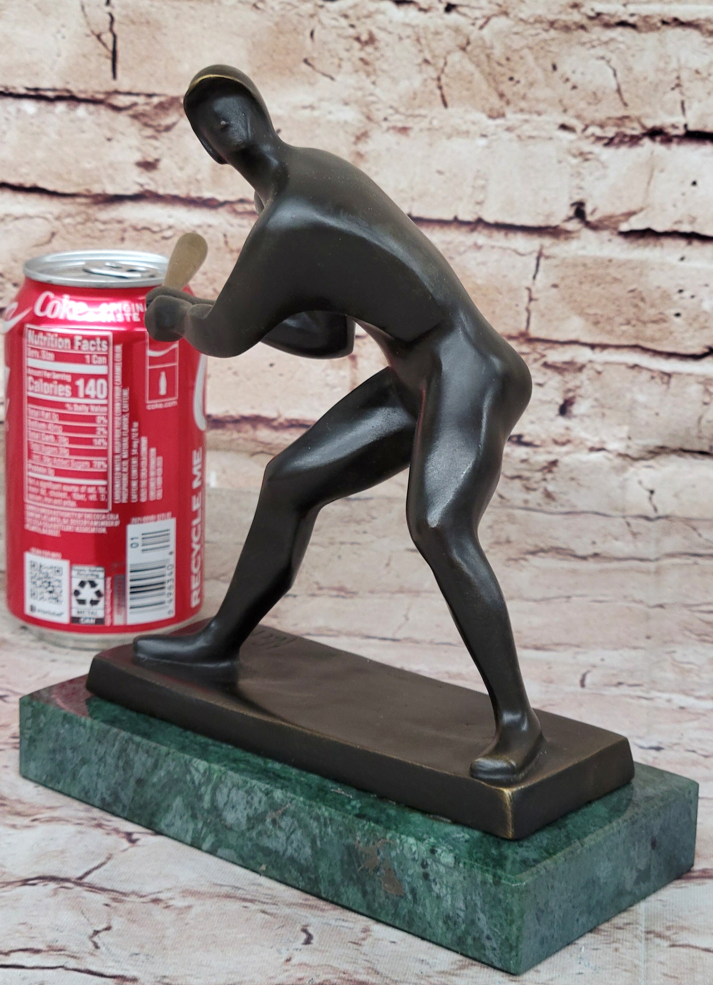 Signed Mario Nick Abstract Mid Century Baseball Player Bronze