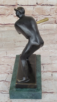 Signed Mario Nick Abstract Mid Century Baseball Player Bronze