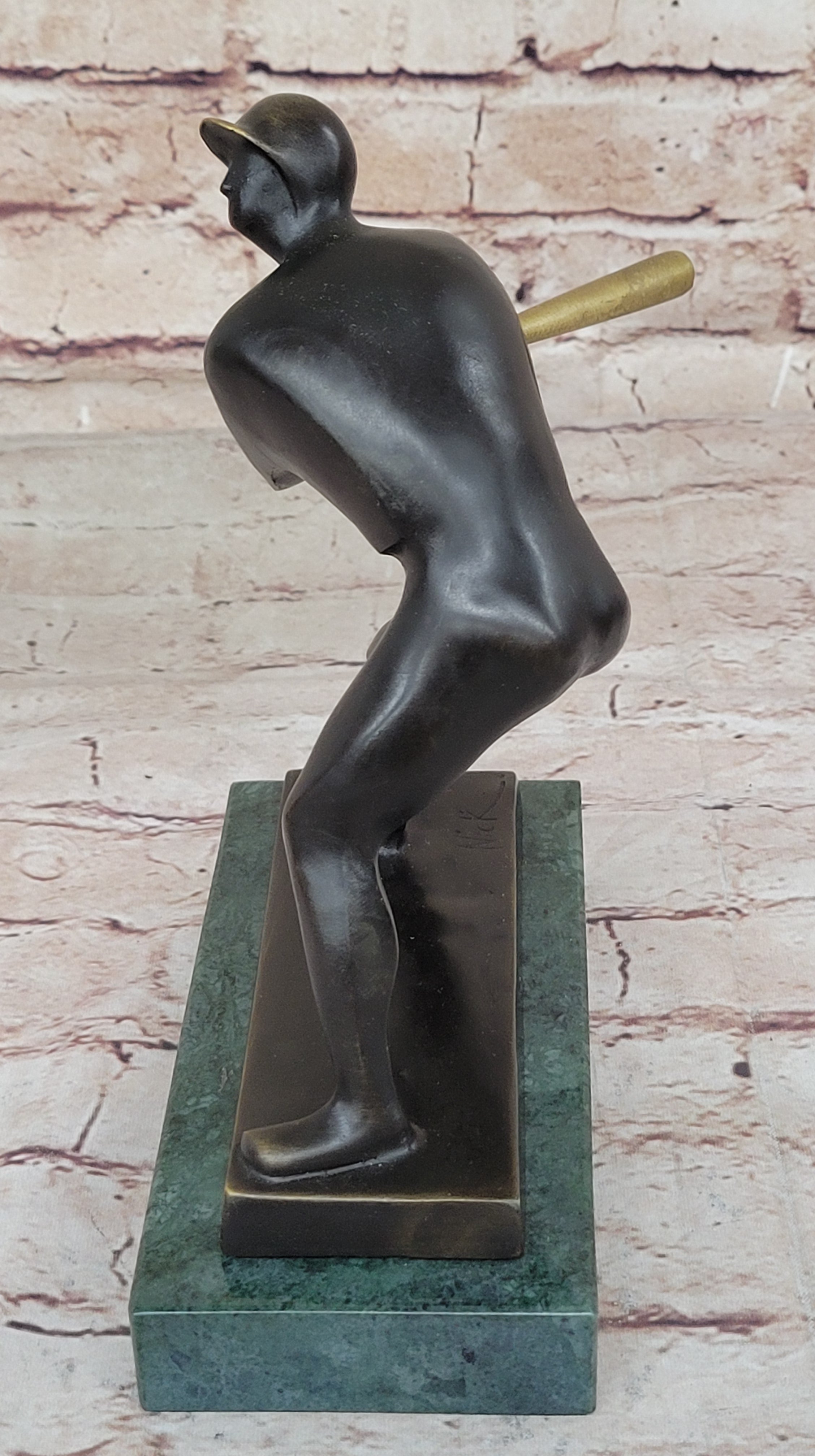 Signed Mario Nick Abstract Mid Century Baseball Player Bronze