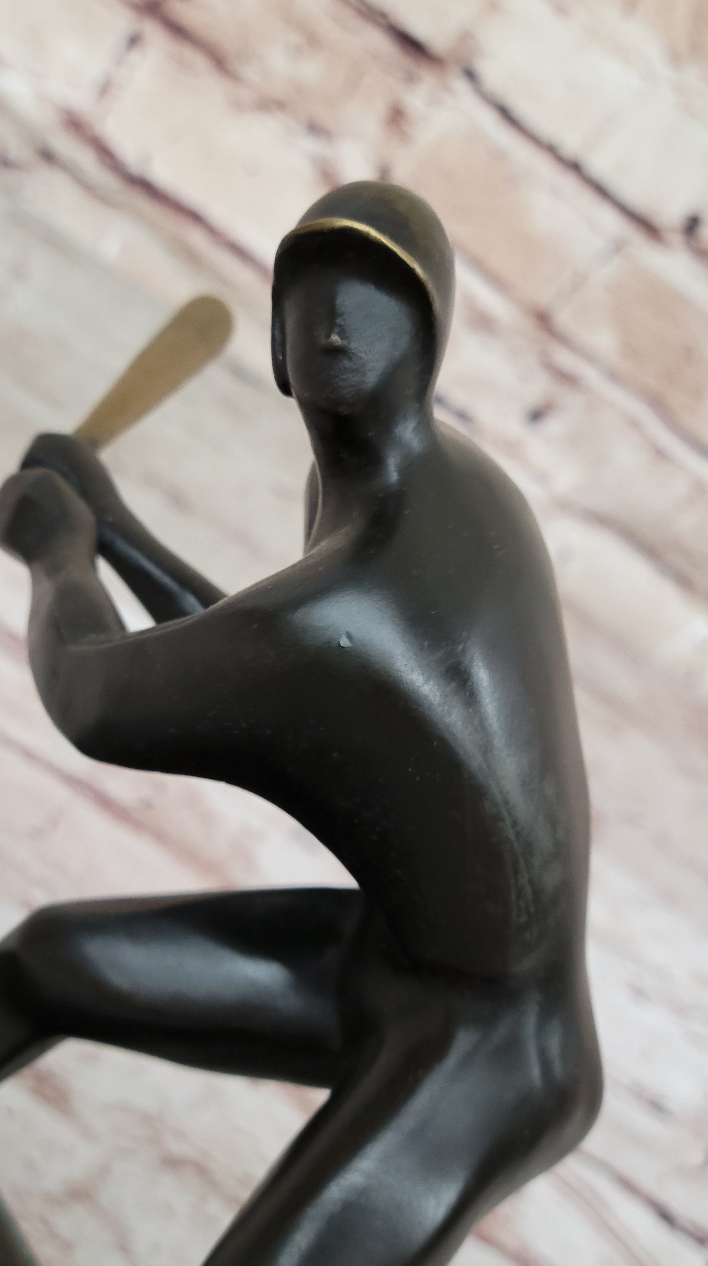 Signed Mario Nick Abstract Mid Century Baseball Player Bronze