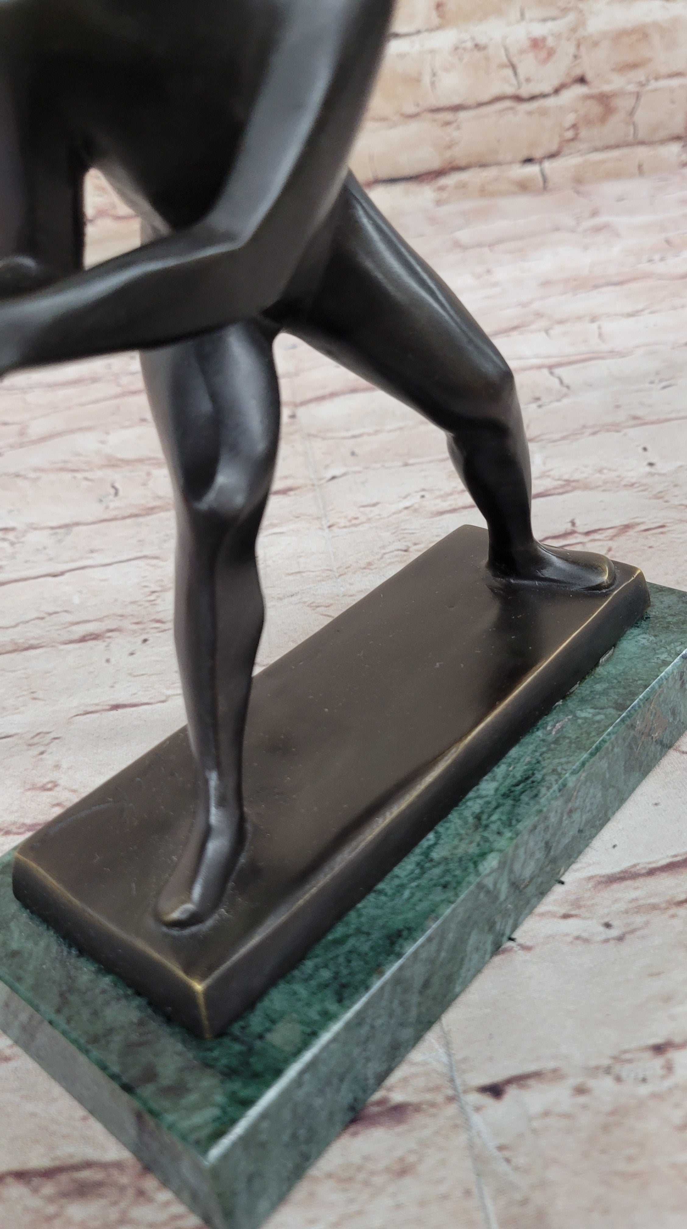 Signed Mario Nick Abstract Mid Century Baseball Player Bronze