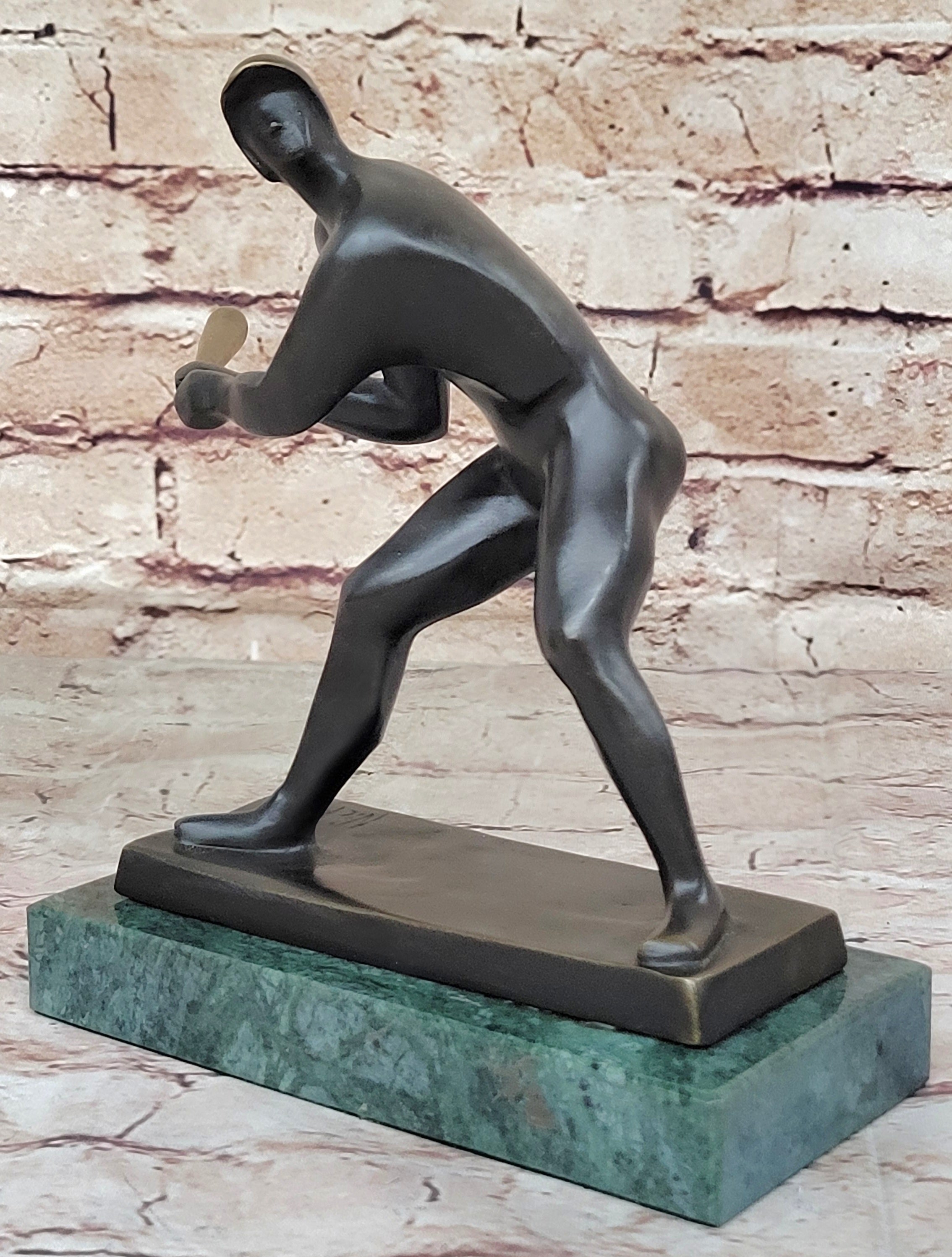 Signed Mario Nick Abstract Mid Century Baseball Player Bronze