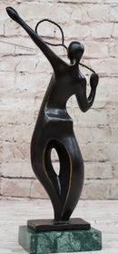 Tennis Badminton Player Serving Bronze Metal Sculpture Signed 10" x 6"