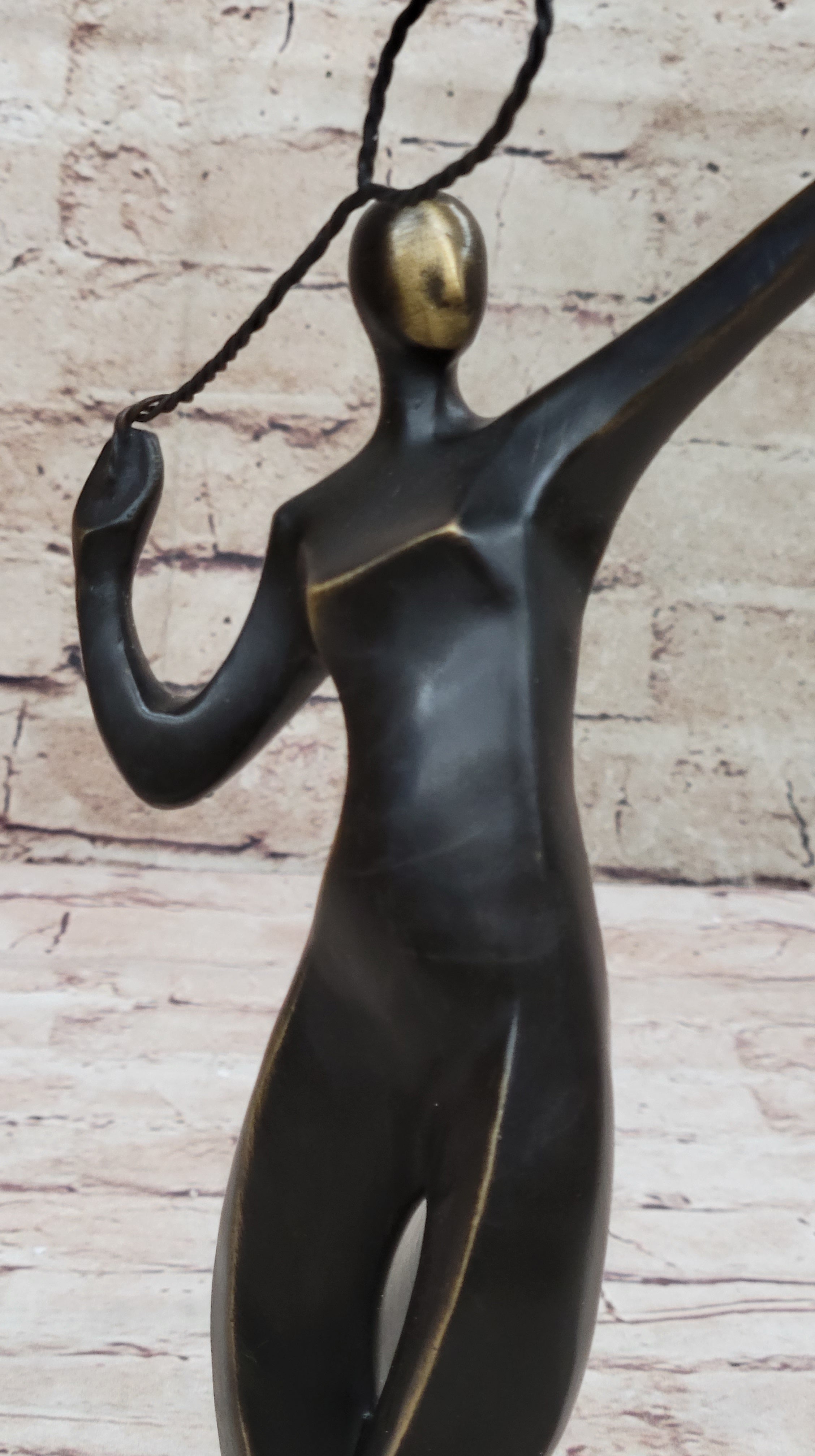 Tennis Badminton Player Serving Bronze Metal Sculpture Signed 10" x 6"