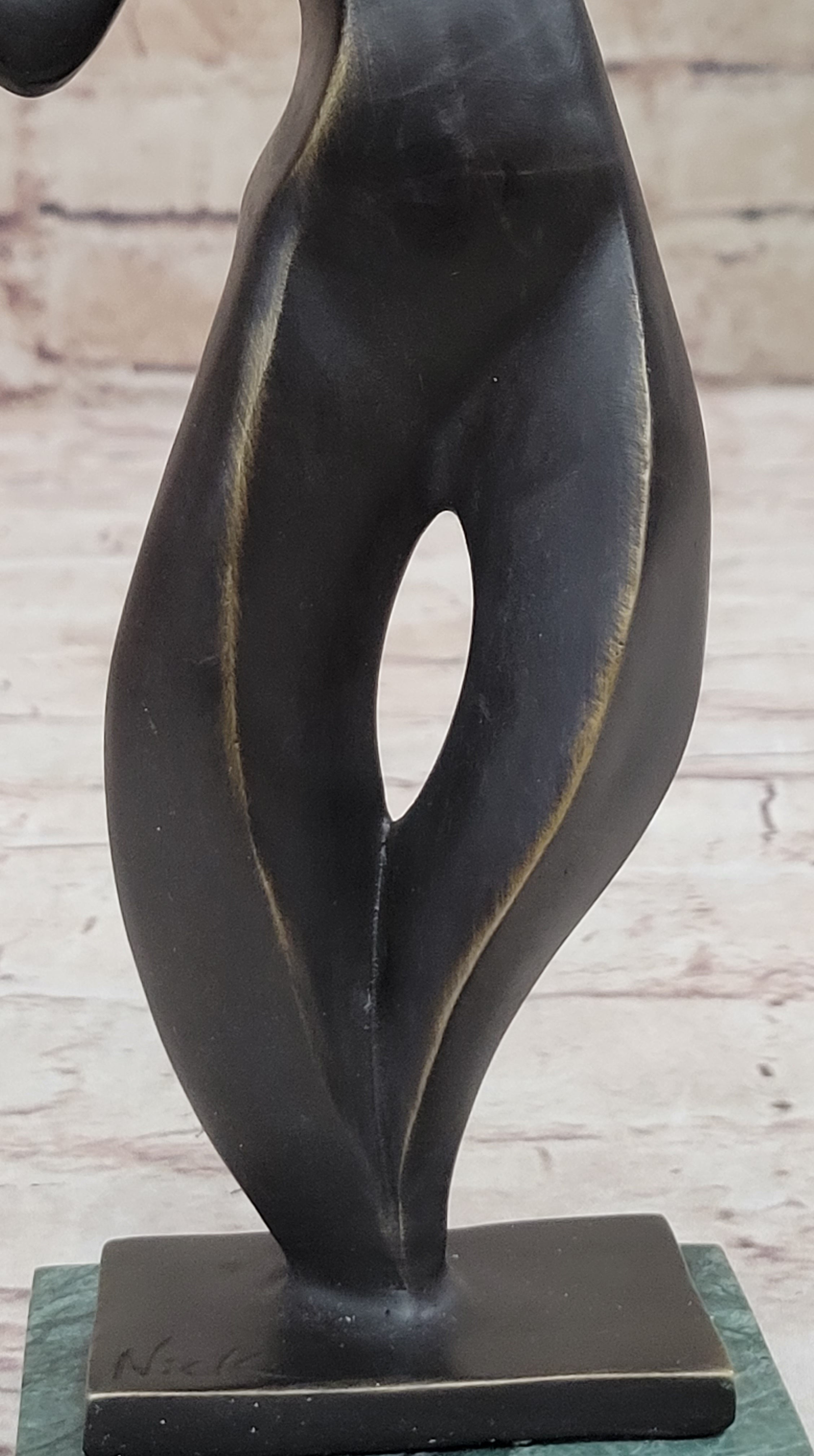 Tennis Badminton Player Serving Bronze Metal Sculpture Signed 10" x 6"
