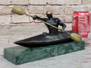 Canoeing Trophy Bronze Sculpture by Mario Nick on Green Marble Base