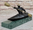 Canoeing Trophy Bronze Sculpture by Mario Nick on Green Marble Base