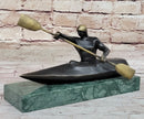 Canoeing Trophy Bronze Sculpture by Mario Nick on Green Marble Base
