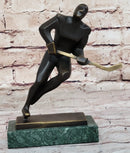 Bronze Metal Hockey Player Trophy on Marble Base