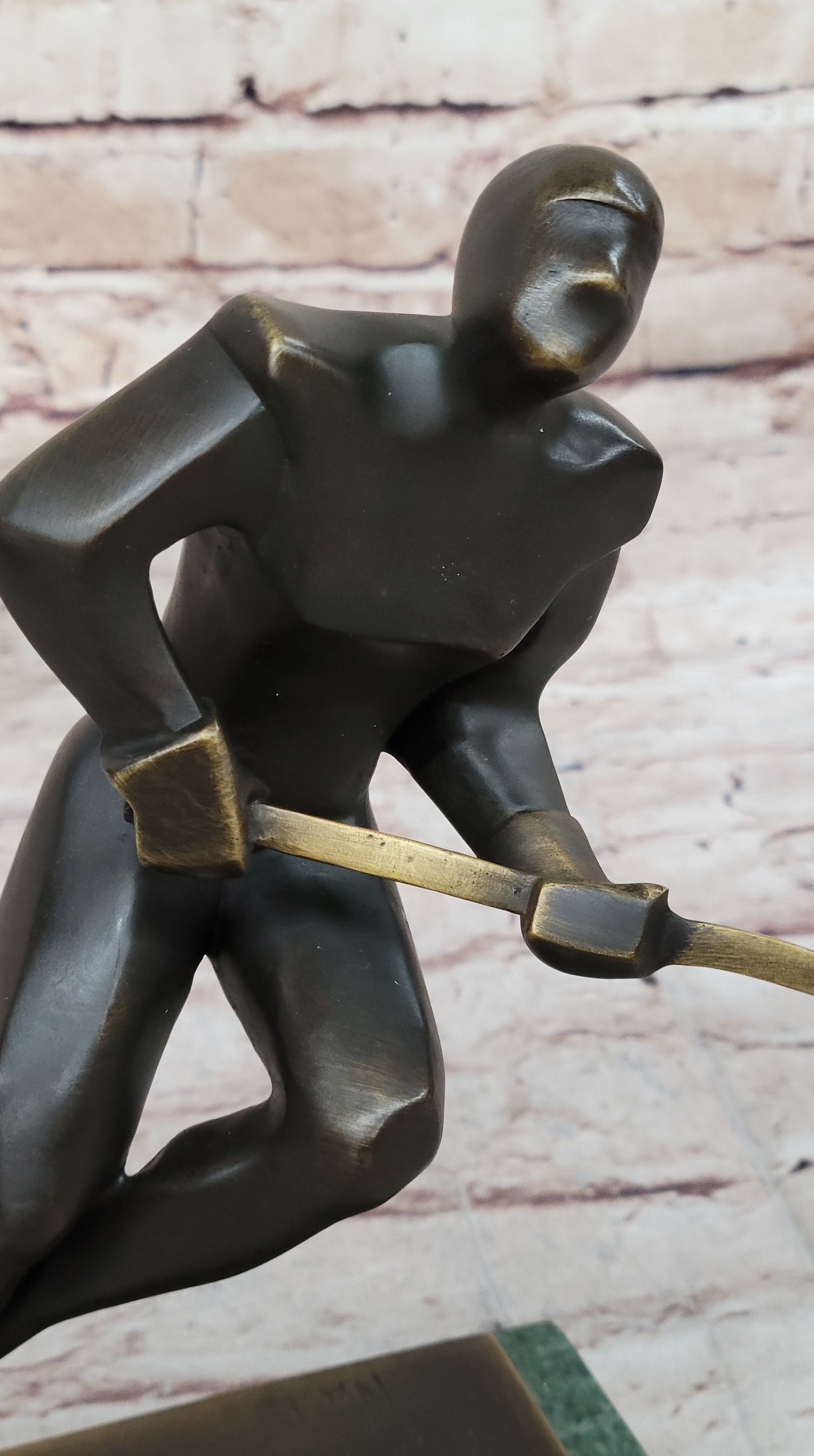 Bronze Metal Hockey Player Trophy on Marble Base