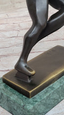 Bronze Metal Hockey Player Trophy on Marble Base