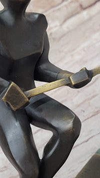 Bronze Metal Hockey Player Trophy on Marble Base