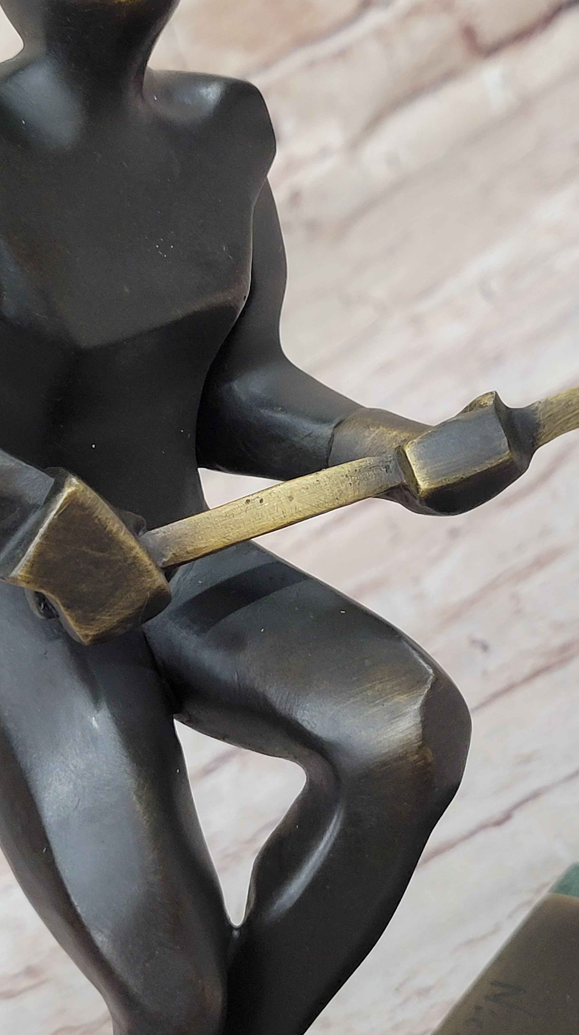 Bronze Metal Hockey Player Trophy on Marble Base