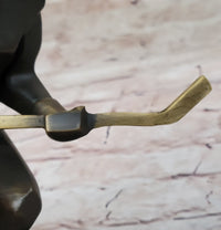 Bronze Metal Hockey Player Trophy on Marble Base