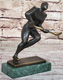 Bronze Metal Hockey Player Trophy on Marble Base