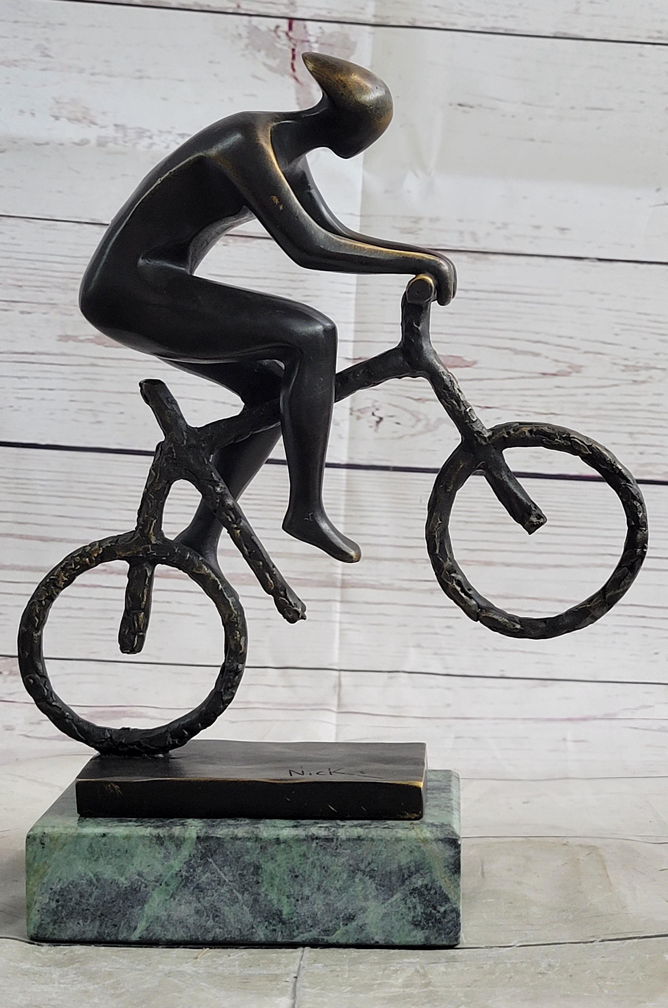 Tour De France Bicycle Cyclist Bronze Sculpture 10" x 7"