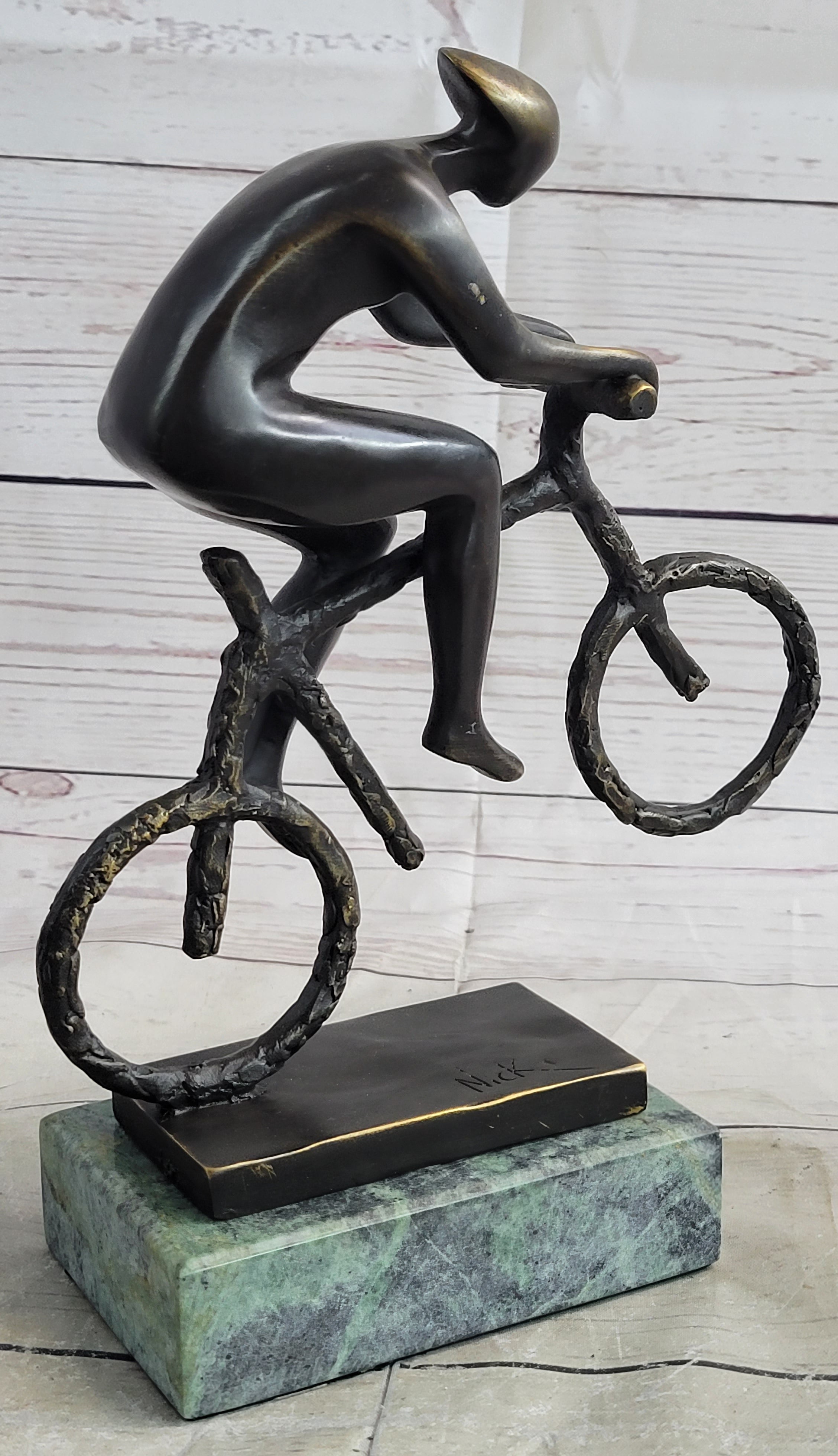 Tour De France Bicycle Cyclist Bronze Sculpture 10" x 7"