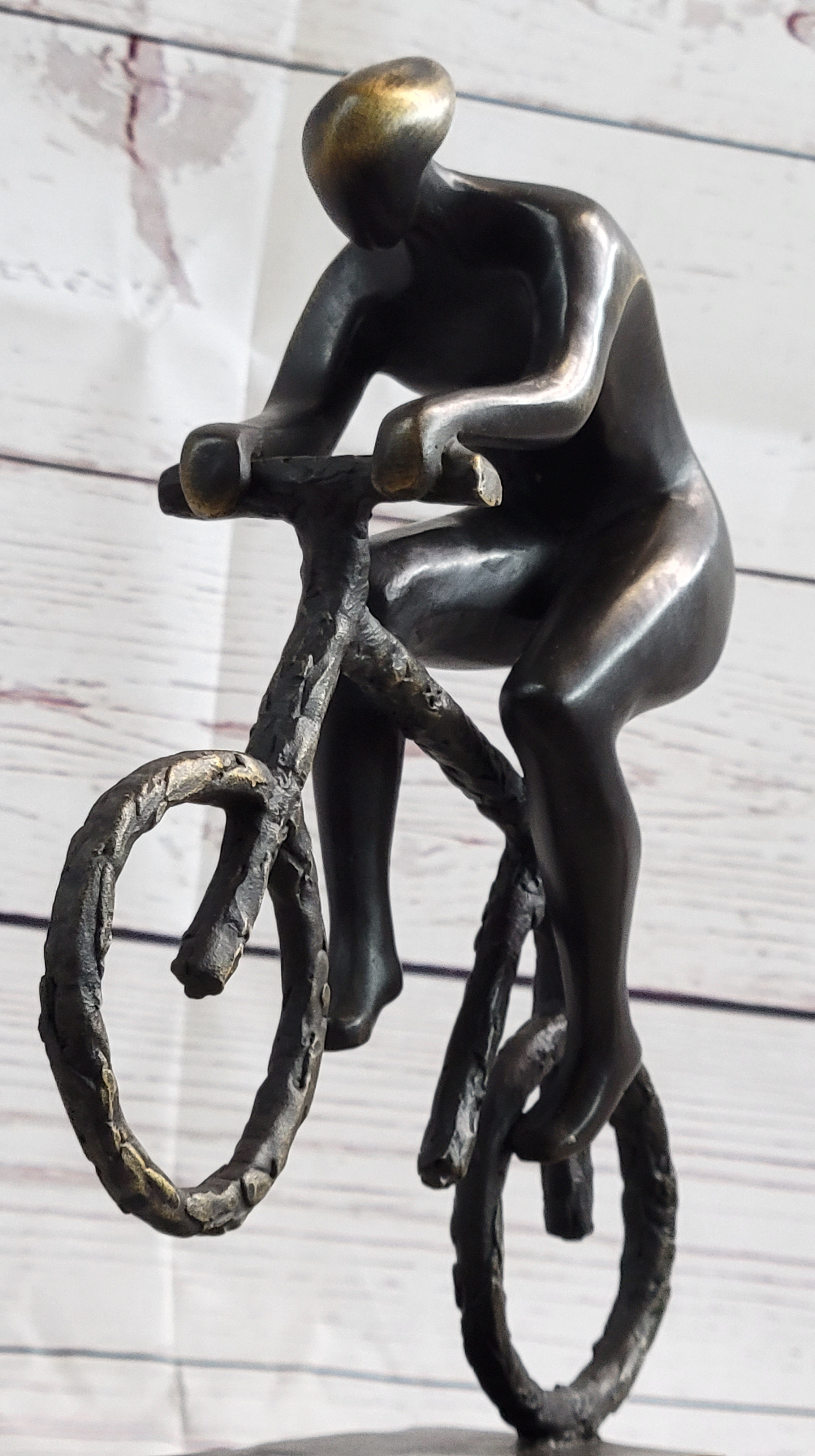 Tour De France Bicycle Cyclist Bronze Sculpture 10" x 7"