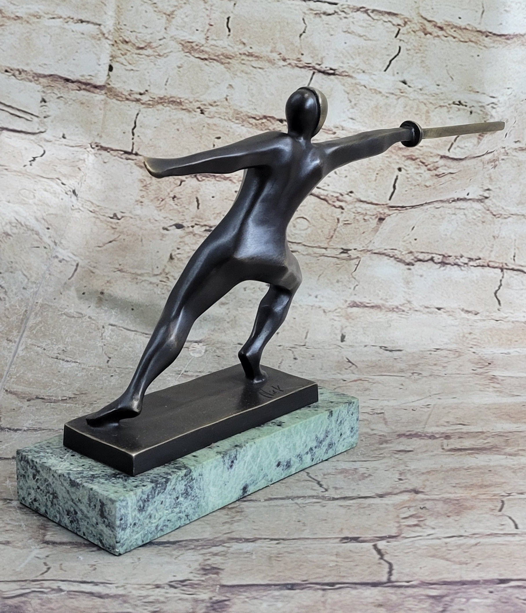 Fencing Fencer Bronze Metal Sculpture Trophy 8" x 13"