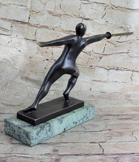 Fencing Fencer Bronze Metal Sculpture Trophy 8" x 13"