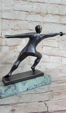 Fencing Fencer Bronze Metal Sculpture Trophy 8" x 13"