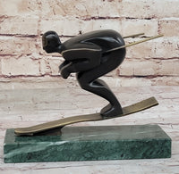 Bronze Sport Trophy Mid Century Skiing by Mario Nick Signed