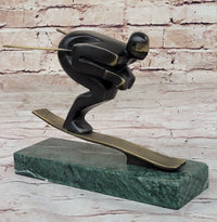 Bronze Sport Trophy Mid Century Skiing by Mario Nick Signed