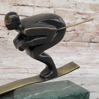 Bronze Sport Trophy Mid Century Skiing by Mario Nick Signed
