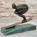 Bronze Sport Trophy Mid Century Skiing by Mario Nick Signed