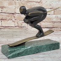 Bronze Sport Trophy Mid Century Skiing by Mario Nick Signed