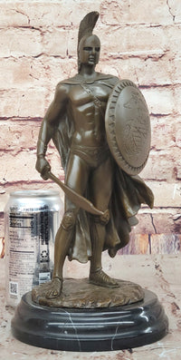 Spartan Greek Warrior w/ US Marine Corps Logo Bronze 12" x 6"