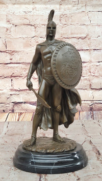 Spartan Greek Warrior w/ US Marine Corps Logo Bronze 12" x 6"