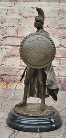 Spartan Greek Warrior w/ US Marine Corps Logo Bronze 12" x 6"