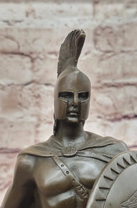 Spartan Greek Warrior w/ US Marine Corps Logo Bronze 12" x 6"
