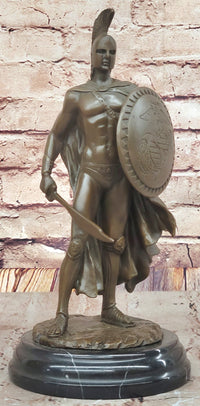 Spartan Greek Warrior w/ US Marine Corps Logo Bronze 12" x 6"