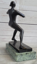 Ping Pong Bronze Metal Sculpture on Green Marble Base