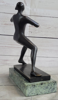 Ping Pong Bronze Metal Sculpture on Green Marble Base