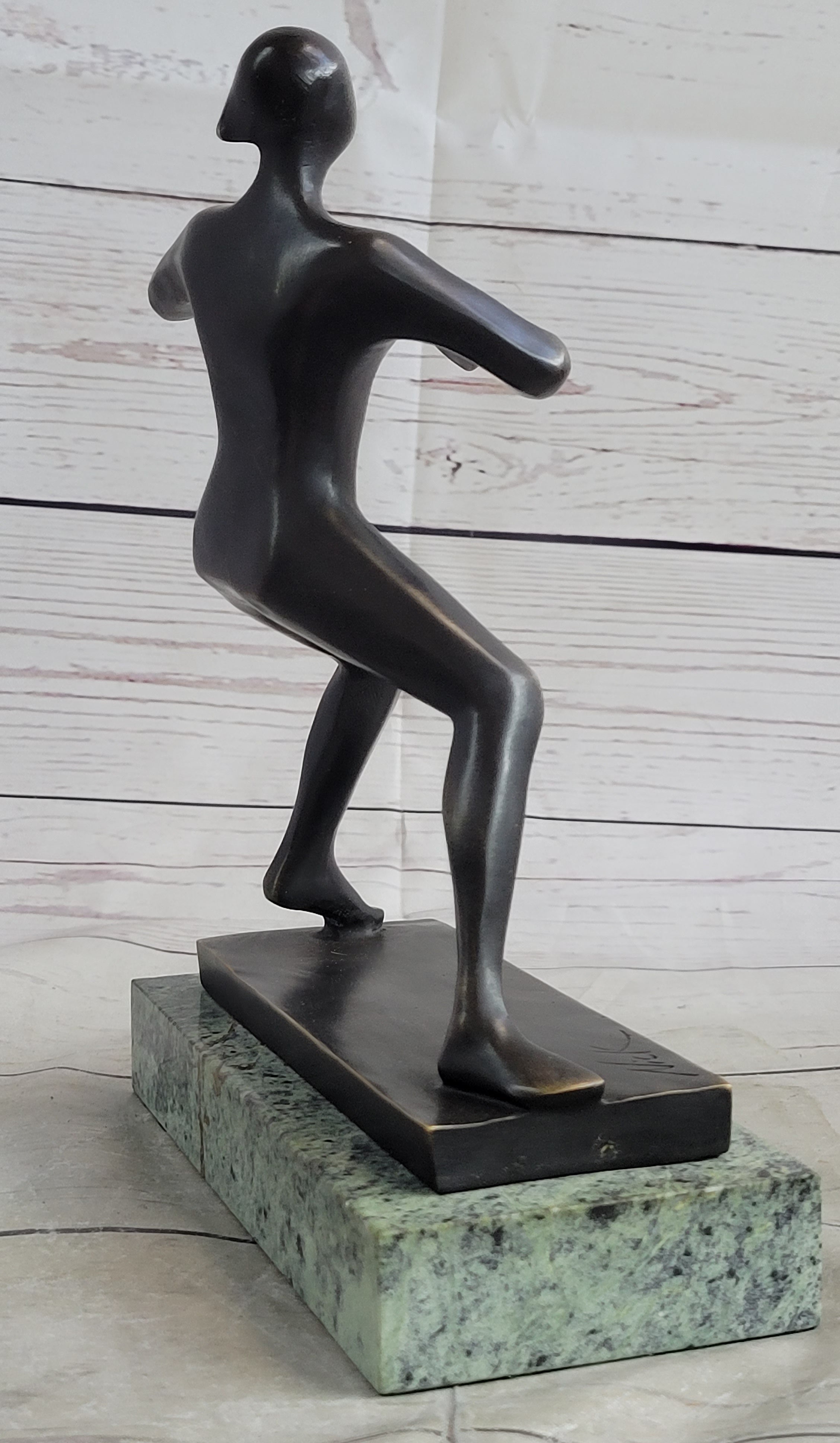Ping Pong Bronze Metal Sculpture on Green Marble Base