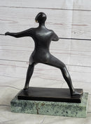 Ping Pong Bronze Metal Sculpture on Green Marble Base