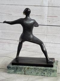 Ping Pong Bronze Metal Sculpture on Green Marble Base